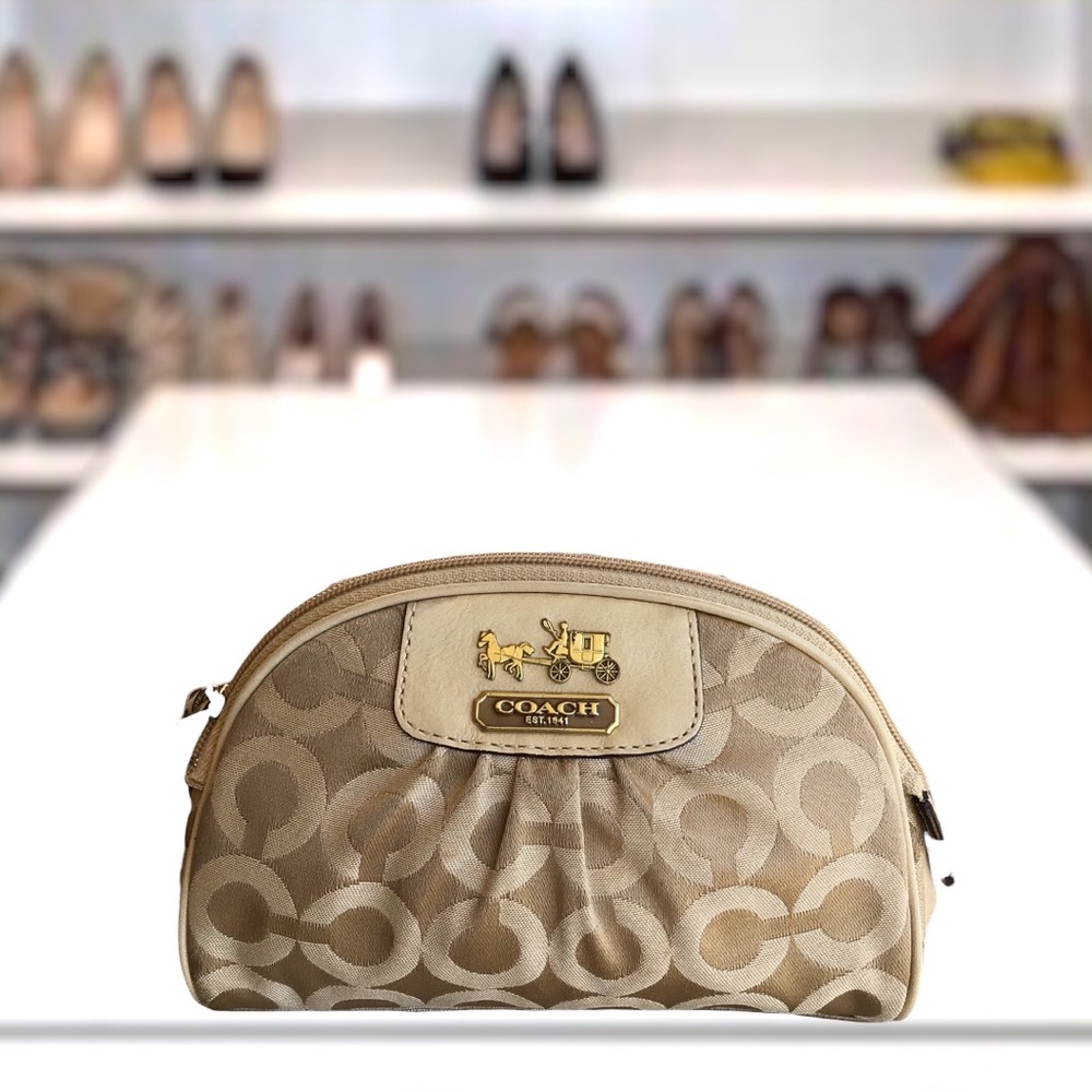 Coach Signature C Large Cosmetic Bag Light Khaki Sand